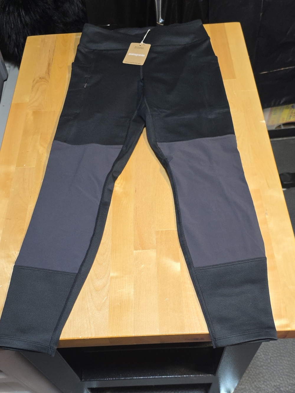 Patagonia Black and Charcoal Two-Tone Performance Leggings